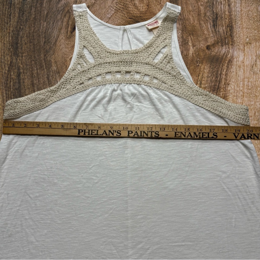 Mossimo Crochet Trim Tank Top Cream Sleeveless Boho‎ Festival XL - Picture 7 of 8